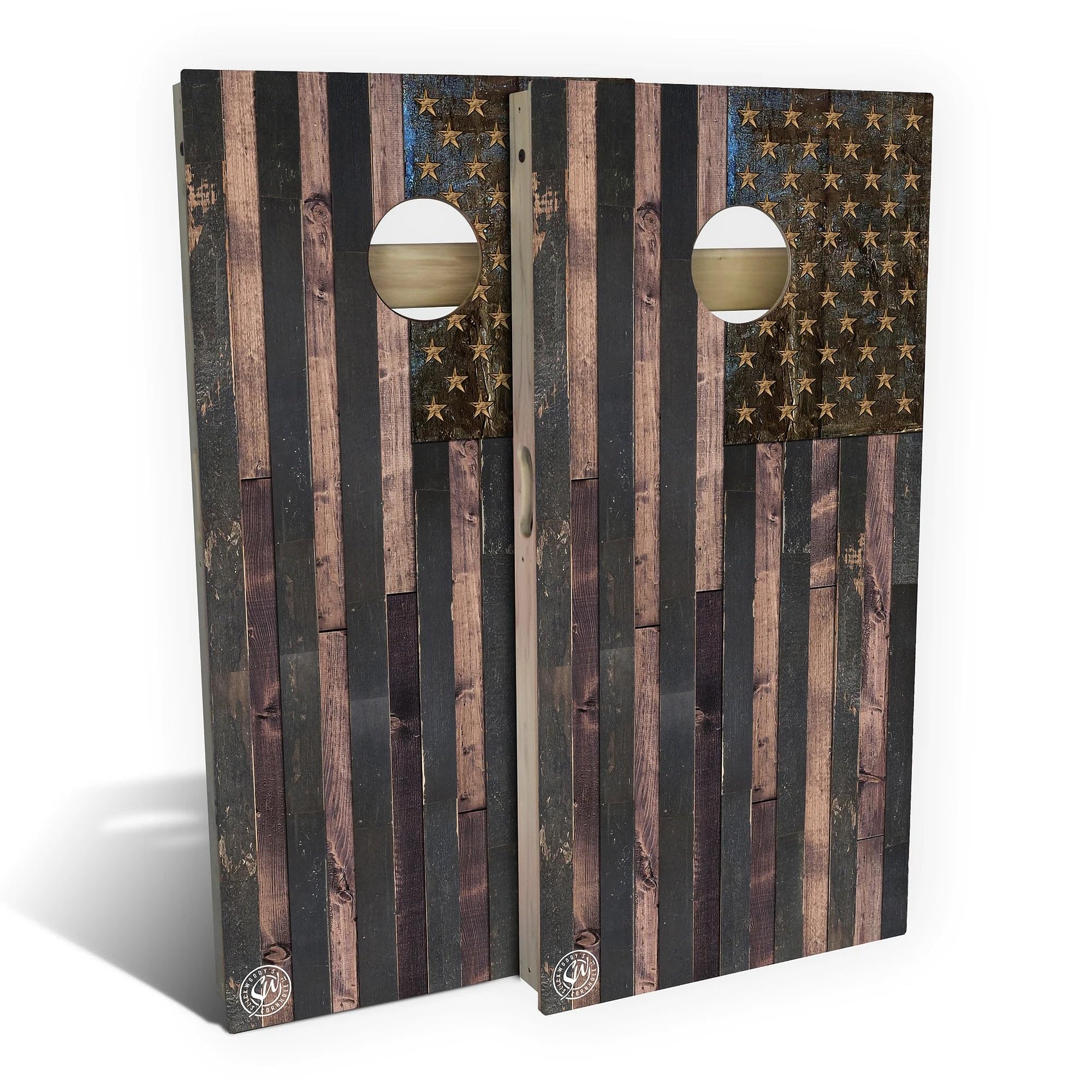 Skip's Garage American Flag Vintage Cornhole Set - All-Weather 2x4 (Weather Bags) - NO Accessories