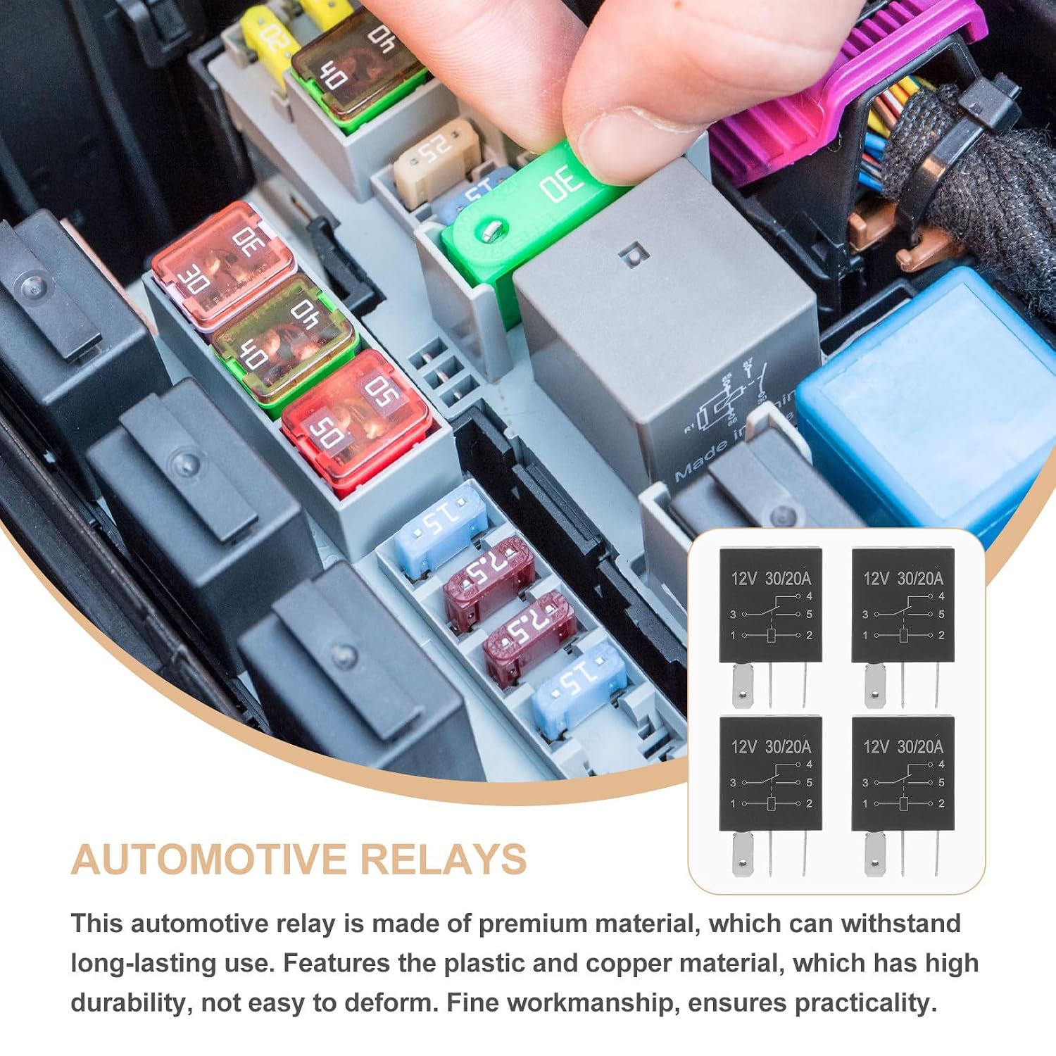 Abaodam 4pcs 12v 30a 5-pin Automotive Relay Car Starter Replacement Parts for Auto and Marine Applications