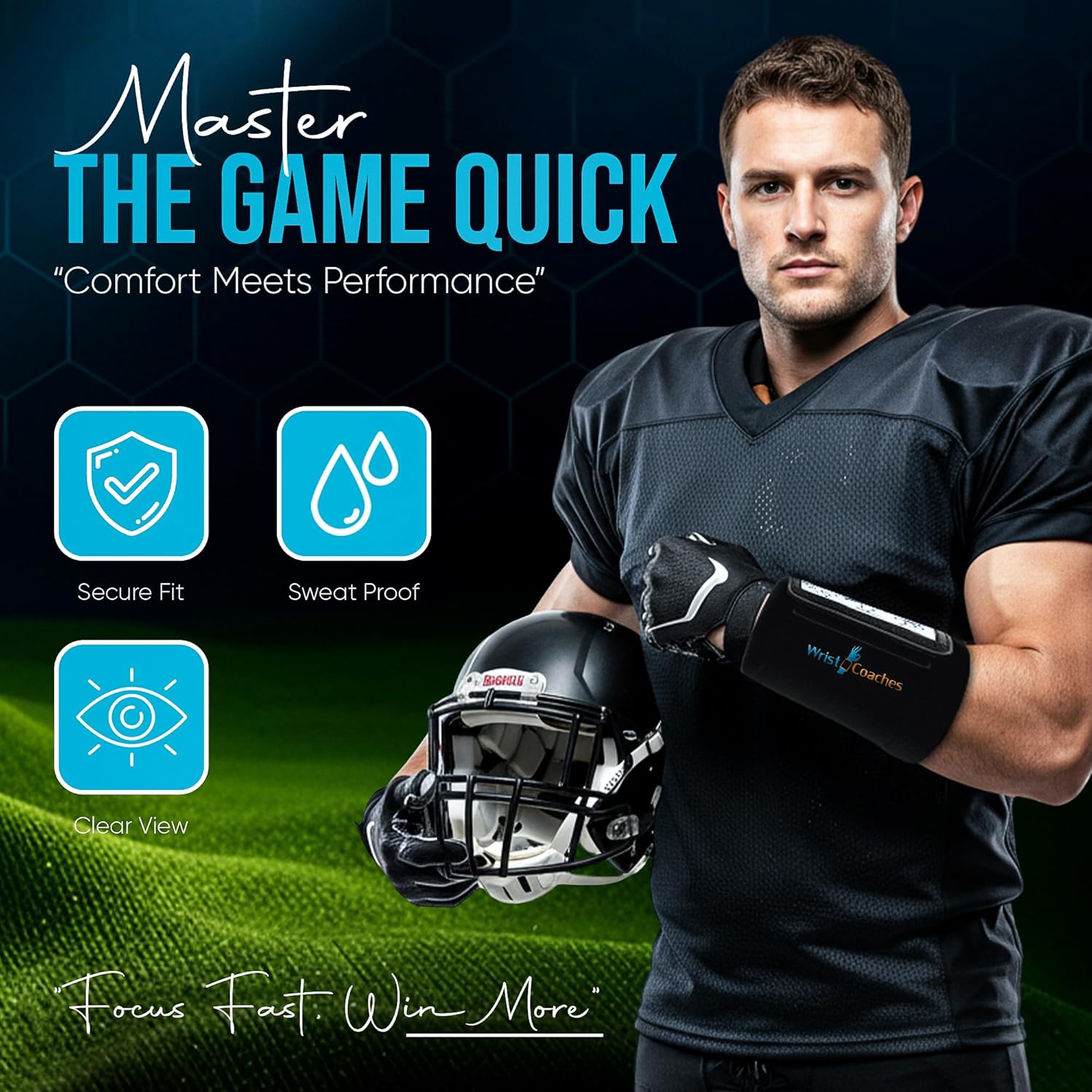 Pro Sports Plans WristCoaches Football Play Wristbands-Youth Quarterback Gear-Wristband Playbook-Softball Wristbands for Signs