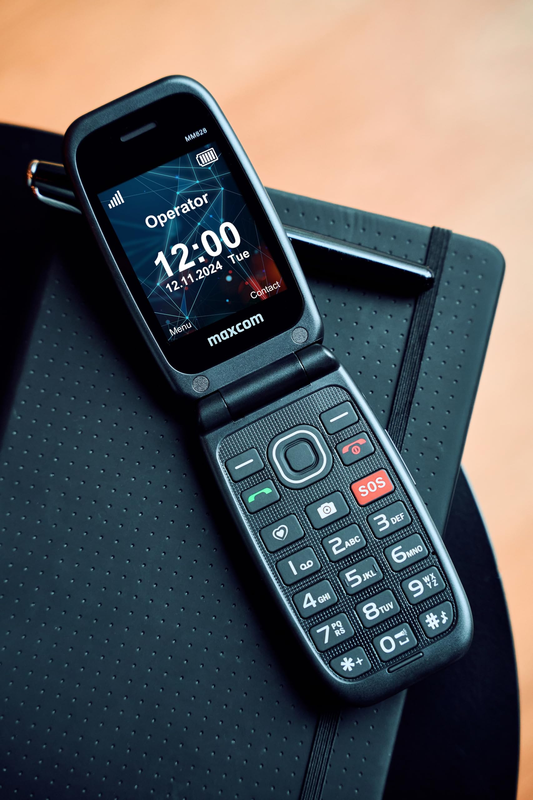 MAXCOM MM828 - Telefono cellulare 4G per anziani con flip cover, tasti e icone grandi, pulsante SOS, 8 contatti di chiamata rapida, marcatura diretta, schermo 2,4", batteria 1200 mAh, blu