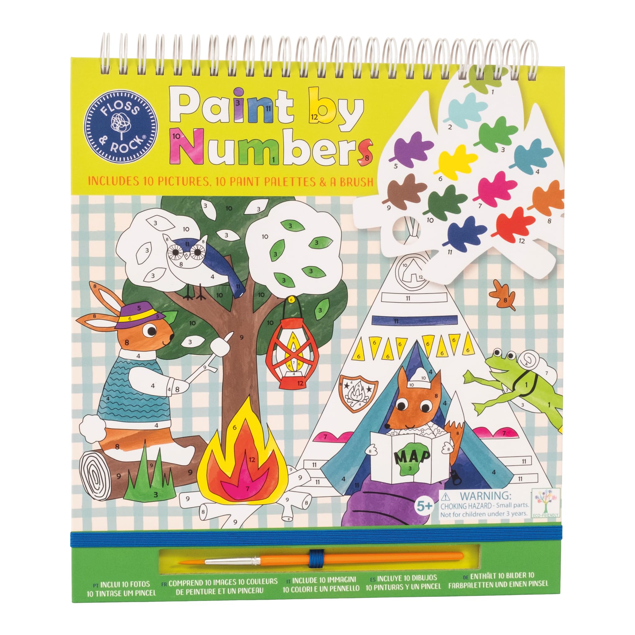 Floss and Ross Eco-Friendly Paint by Numbers for Kids Adventure Theme Paintbrush Included 10 Pictures