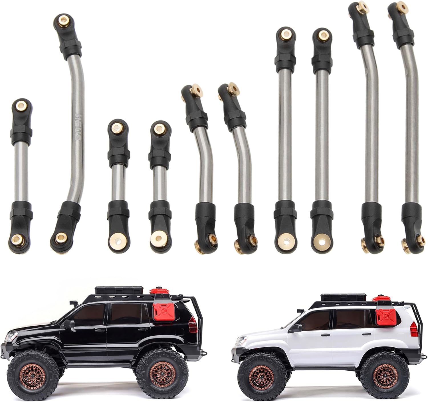MEUS Racing SCX24 Links Metal High Clearance Chassis Links & Steering Links Set for Axial SCX24 Lexus GX470 1/24 RC Crawler(Titanium Alloy)