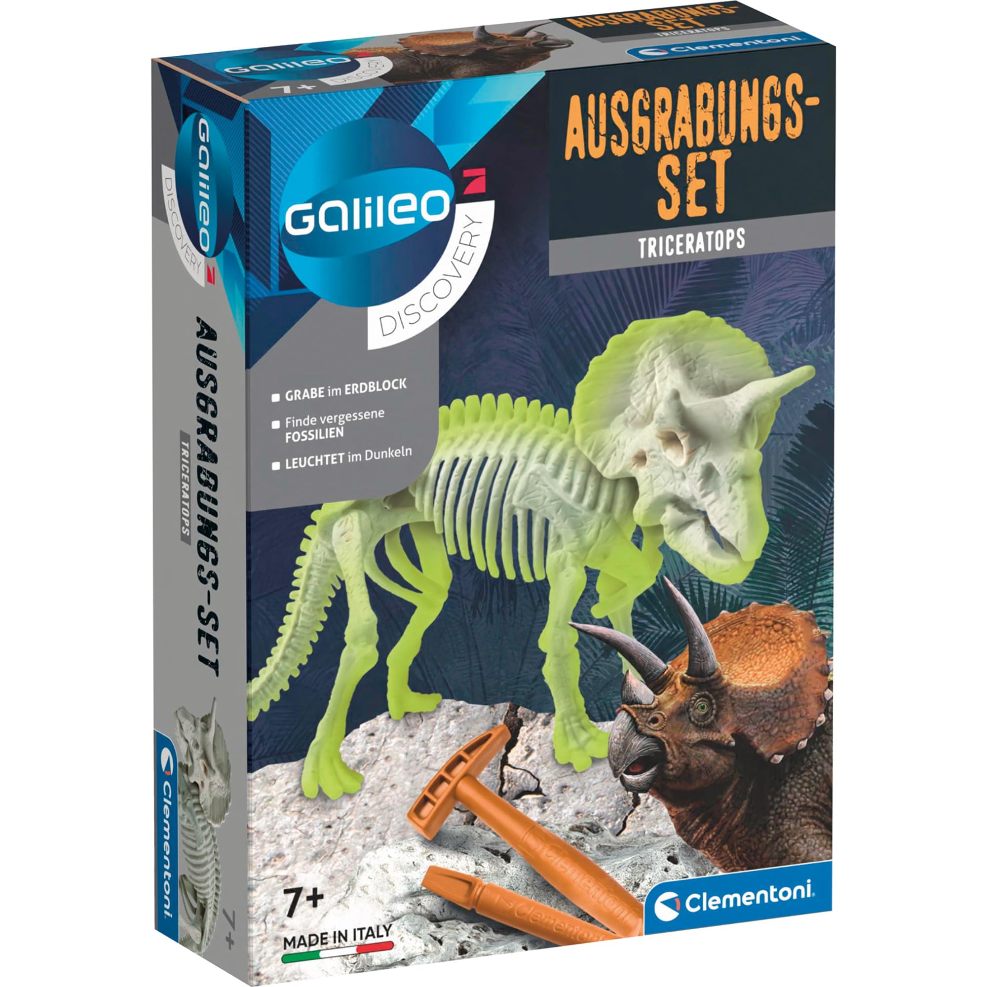 Clementoni 59273 Galileo Discovery Triceratops Excavation Kit, Exciting Toy for Children, Digging Dinosaur Fossils, for Small Explorers Aged 7+-image-43