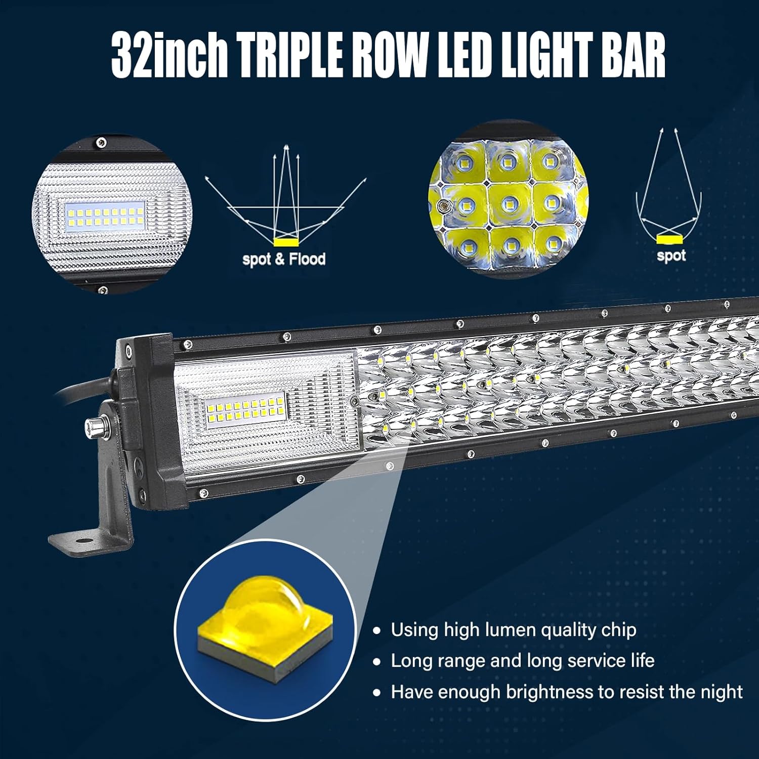 LED Light Bar Kits - 32Inch Light Bars with 4 in LED Pods&Wiring Harness 12V 24V Driving Lamp Roof Bumper Off Road Work Light for Truck Camper Wagon Car Pickup Tractor Golf Cart ATV UTV SUV