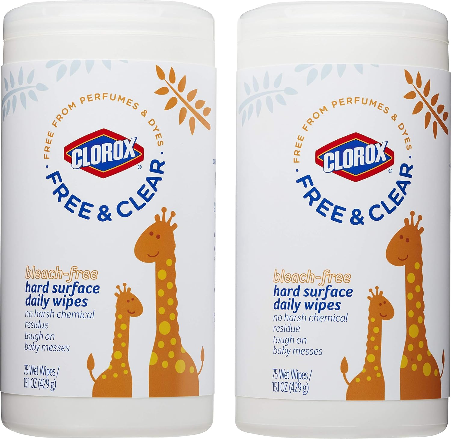 Clorox Free & Clear Hard Surface Daily Wipes, Safe Around Baby, 75 Ct, 2 Pack (Package May Vary)