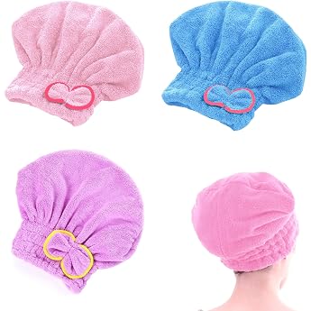 BDSHUNBF Hair Turban Turban Towels Quick-Drying Towel Hair Drying Towel Absorbent Microfibre Towel for Hair Pack of 3