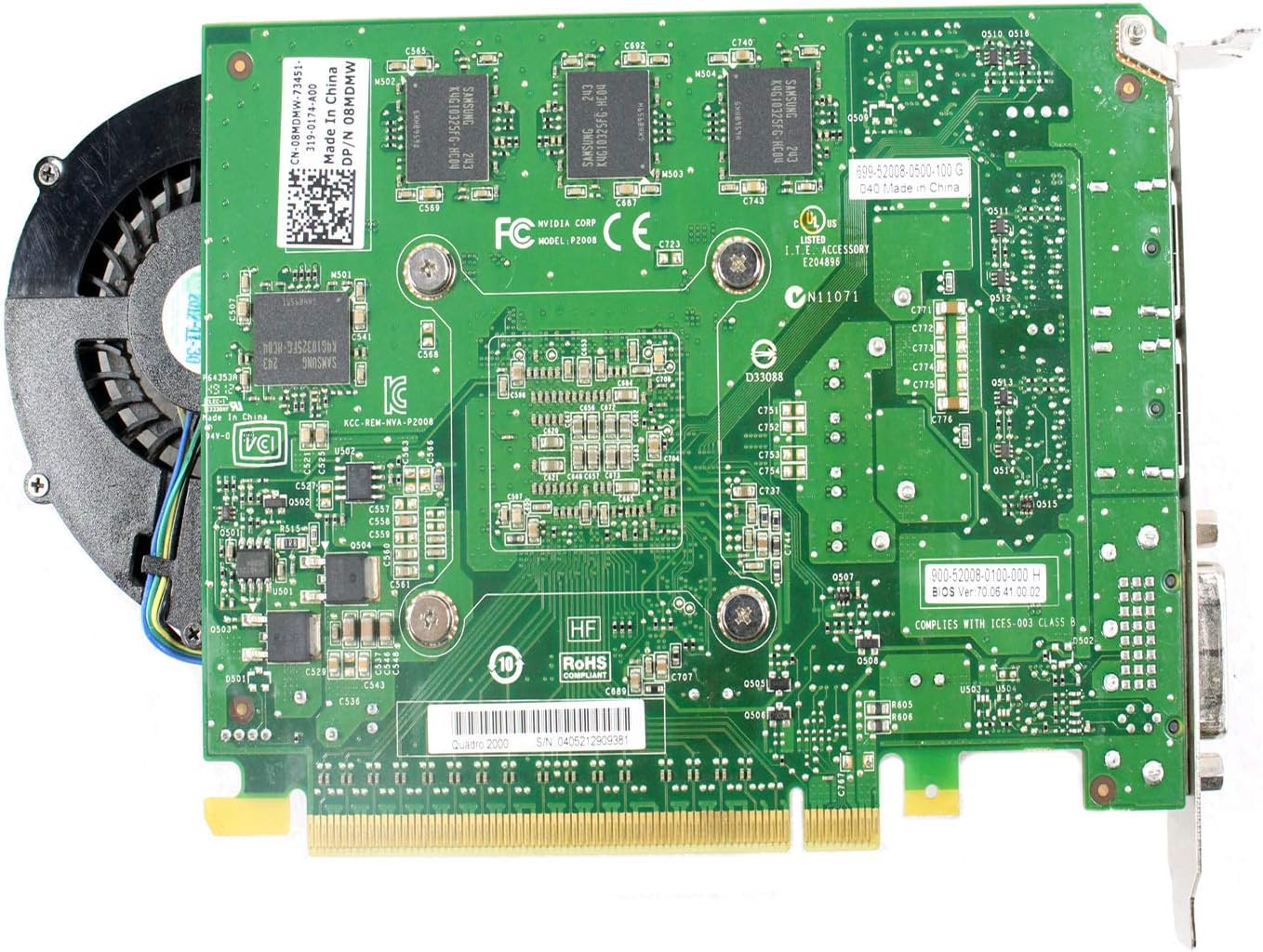 Dell NVIDIA quadro 2000 1 GB GDDR5 SDRAM ventola con dissipatore PCI-E x16 video scheda grafica 8 Mdmw 08 Mdmw cn-08mdmw Dell NVIDIA quadro 2000 1 GB GDDR5 SDRAM ventola con dissipatore PCI-E x16 video scheda grafica 8 Mdmw 08 Mdmw cn-08mdmw