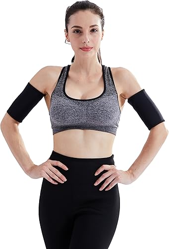 Miniatura 2 de Bakerdani Recortador de brazos para hombre y mujer, manga de compresión adelgazante, quemador lejano de brazo, moldeador de sauna de neopreno