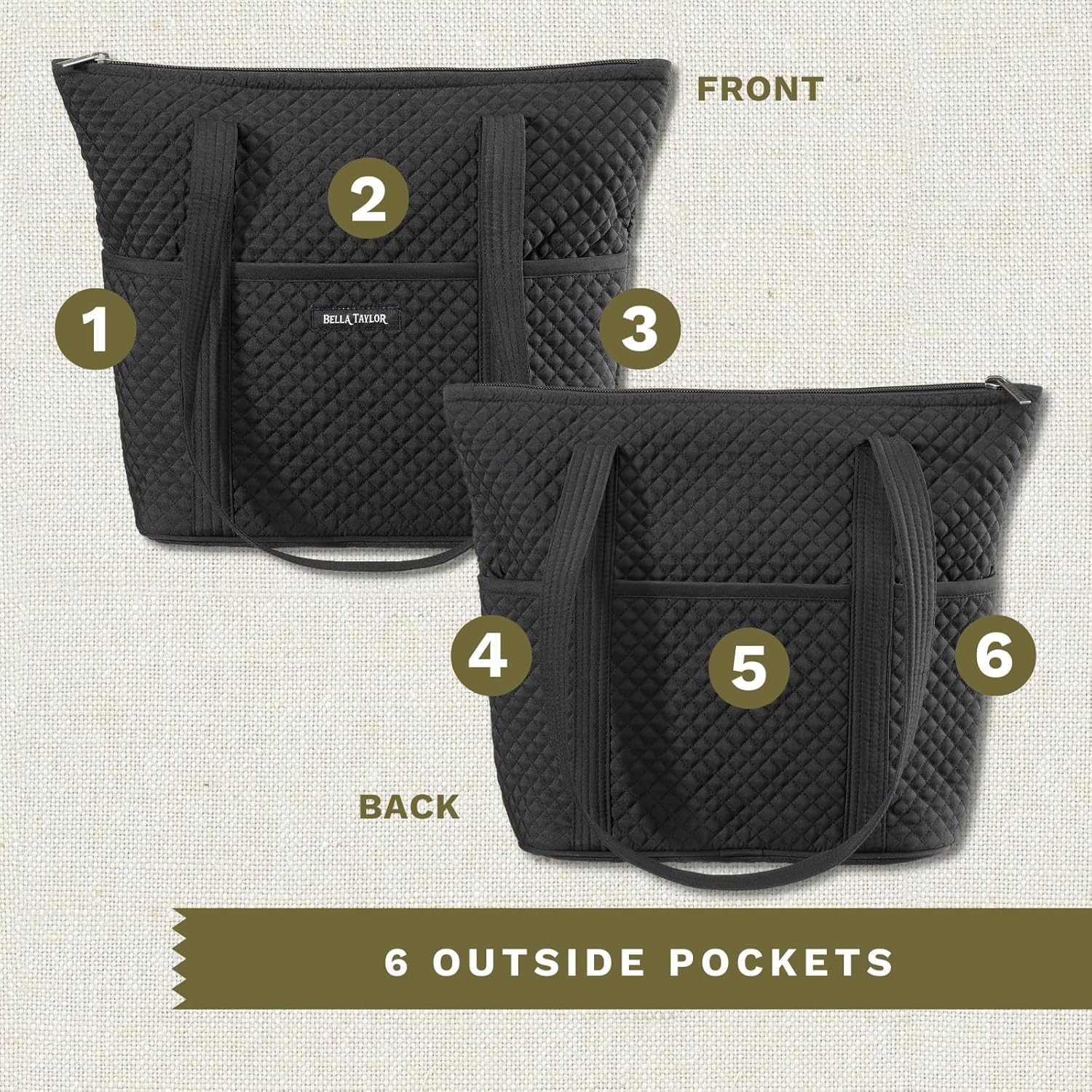 Bella Taylor Stride Tote | Lightweight Quilted Fabric Handbags for Women - Image 5