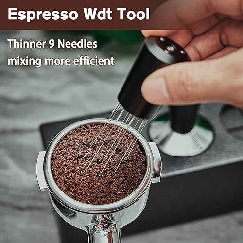 Miniatura 4 de PUSEE WDT Tool - Agitador de café expreso de 0010in herramienta de distribución de espresso de 9 puntas para herramienta de agitación de café