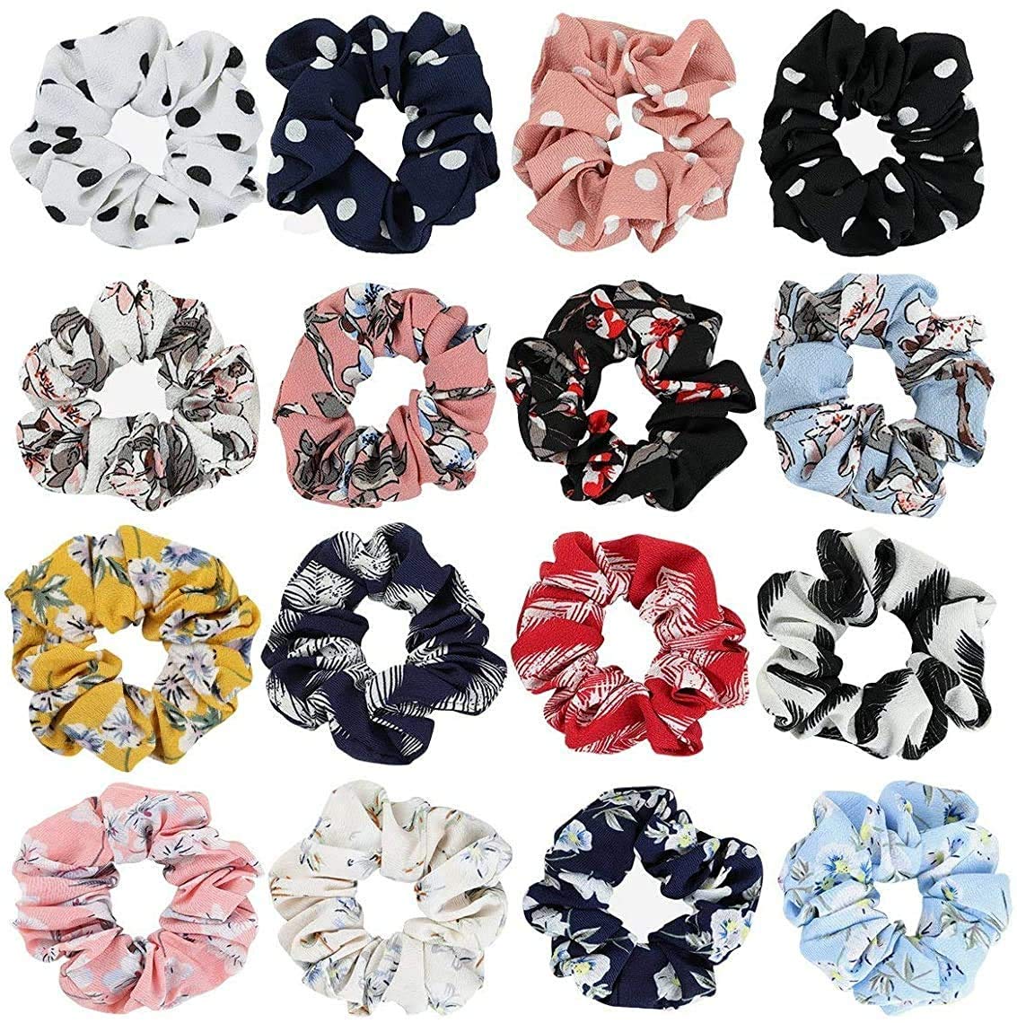 CUVLY 12 Pack Printed Hair Scrunchies, Cotton fabric Scrunchies for Hair, Silky Hair Accessories for Girls and women | cotton Hair Rubber – MultiColor (Hair band for girl)