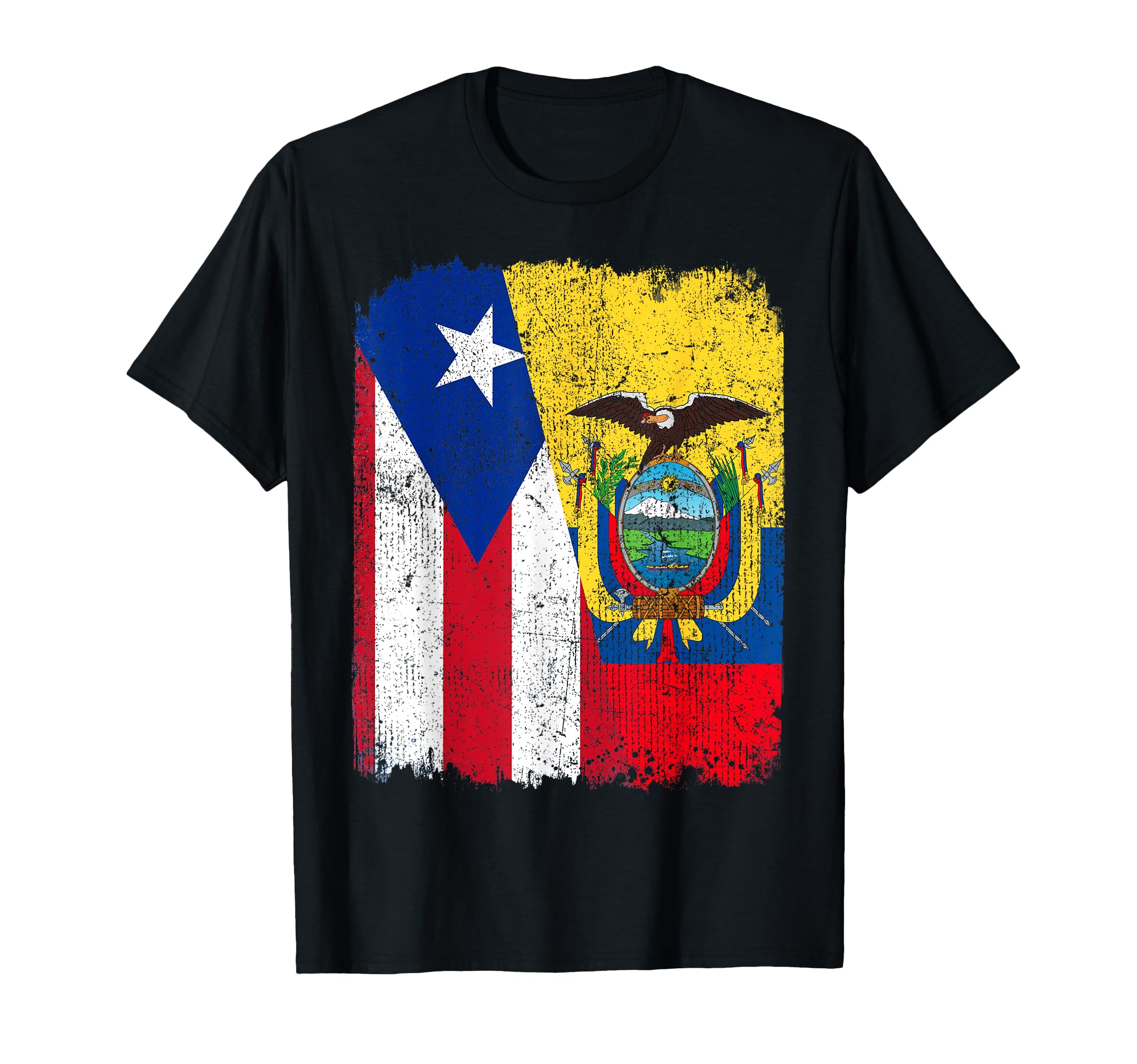 Half Puerto Rican Half Ecuadorian Flag Heritage Pride Roots T-Shirt