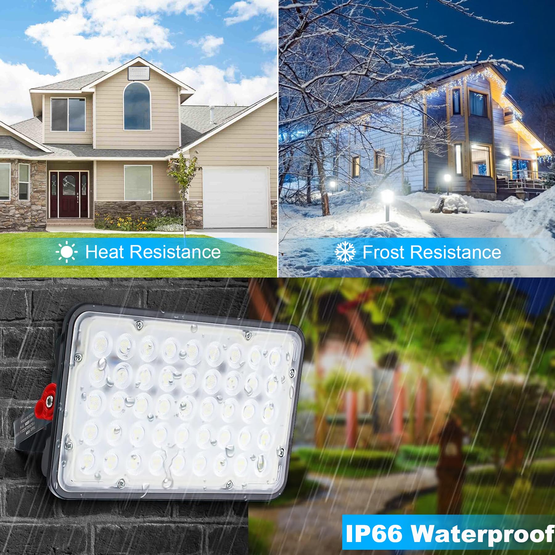 Projecteur LED Extérieur 100W - Lot de 2 Spots 10000LM IP66 Étanche 6500K Blanc Froid pour Cour, Jardin, Garage, Entrée