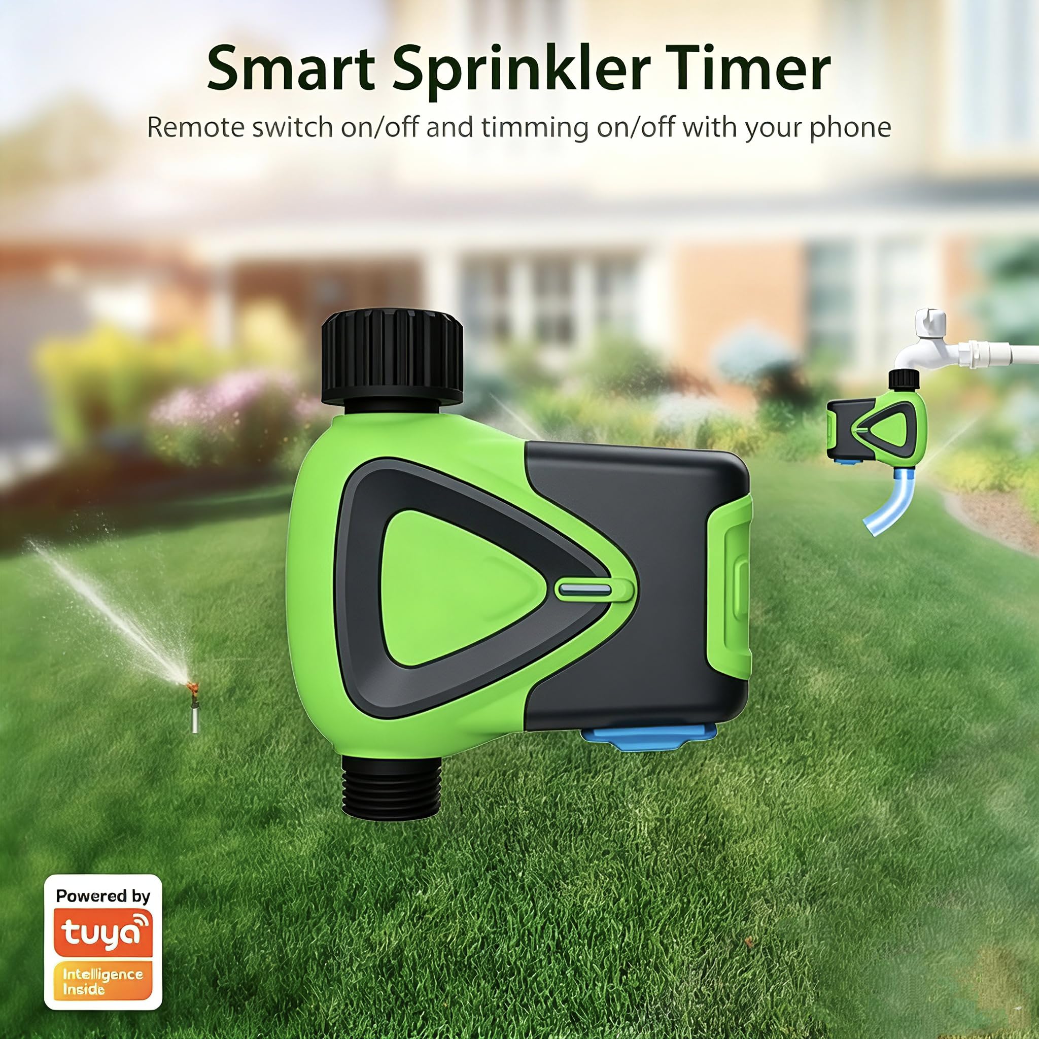 Regolatore di irrigazione per tubo da giardino, timer dell'acqua controllato da app, con ritardo della pioggia, irrigazione automatica e manuale, sistema di irrigazione esterno impermeabile, nero con