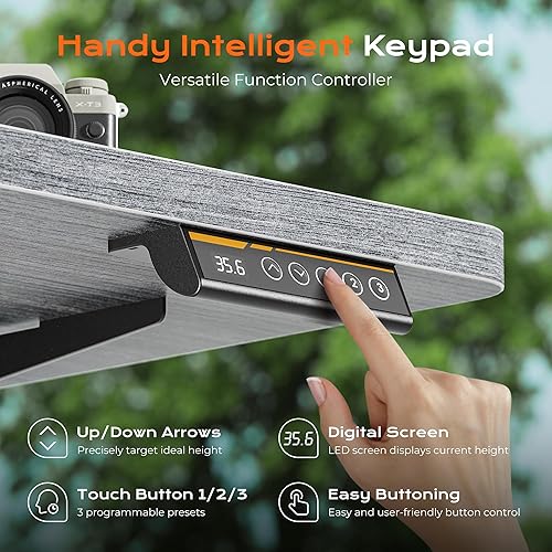 Miniatura 6 de Huuger Escritorio Eléctrico de Pie Grande de 55 x 28 pulgadas, Escritorio de Altura Ajustable, Escritorio de 27.6" de Profundidad, Escritorio de