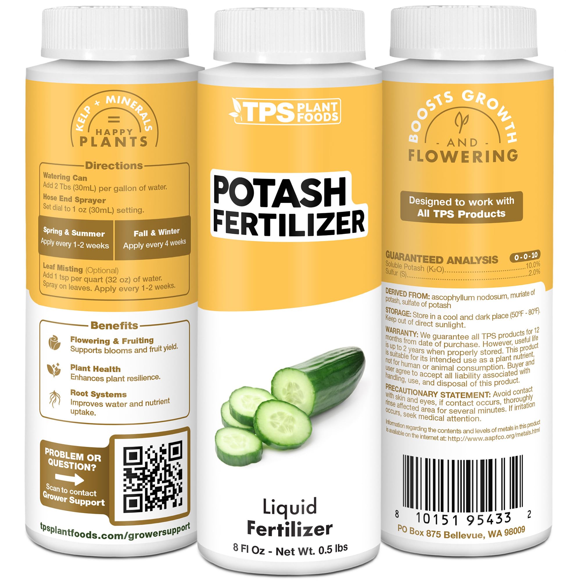 Amazon.com : Potash Fertilizer  Liquid Potassium Supplement for More  Blooms, Better Fruit & Stronger Plants, 8 oz : Patio, Lawn & Garden