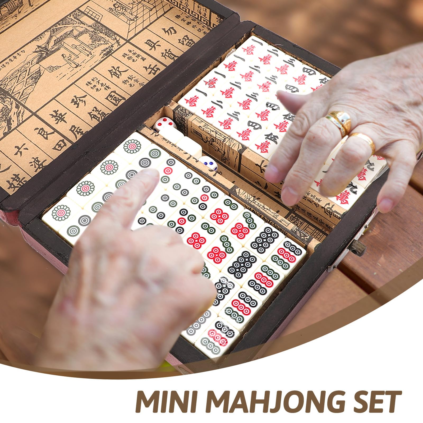 Abaodam Mahjong Spielset Nummer 20, 1 Satz, Acryl und Holz, Reisespiel | Kompakt für Unterwegs, für Partys und Zuhause, Inklusive Englischer Anleitung