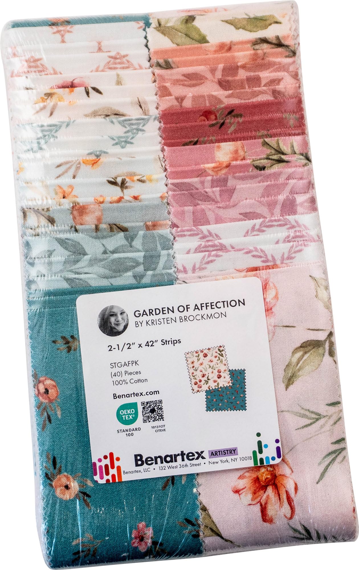 Kristen Brockmon Garden of Affection Strip-Pies 40 2.5-inch Strips Jelly Roll Benartex