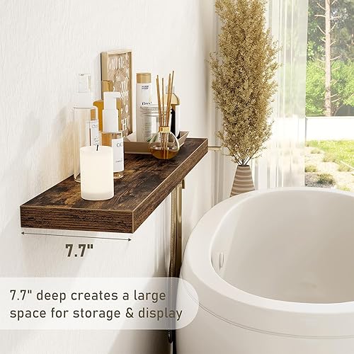 Miniatura 4 de Fun Memories Estantes flotantes de 36 x 8 pulgadas para pared, juego de 2 estantes de baño de granja, estantes de pared de madera de 36 pulgadas de