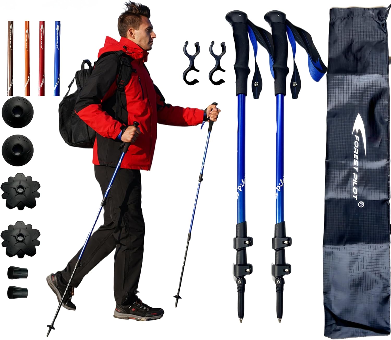 Lightweight 7075 Aluminum Trekking Poles with Flip Lock & Grip Lightweight 7075 Aluminum Trekking Poles with Flip Lock & Grip