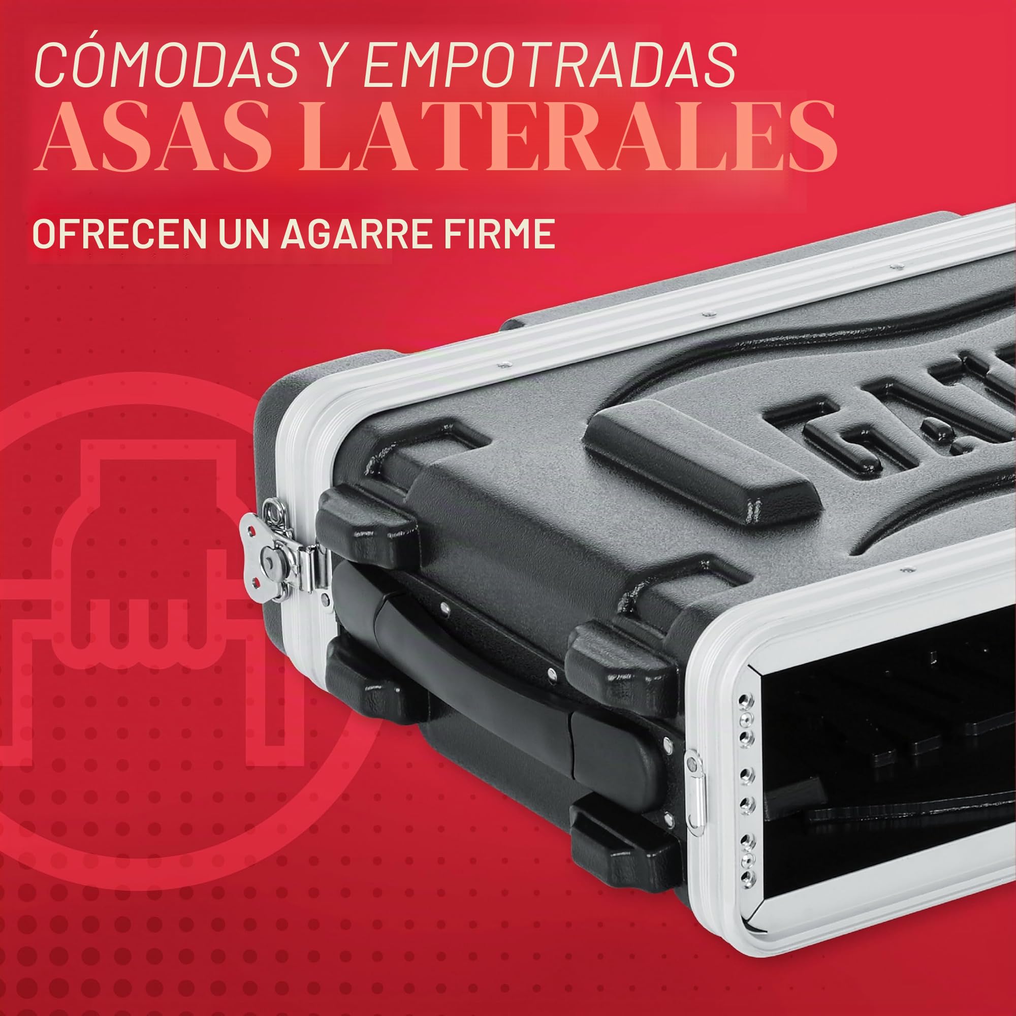 Gator 2U 36,2 cm de Profundidad de Polietileno Moldeado Delantero con Ruedas y estantes/raíles Trasera, Estante Corto, 2 U