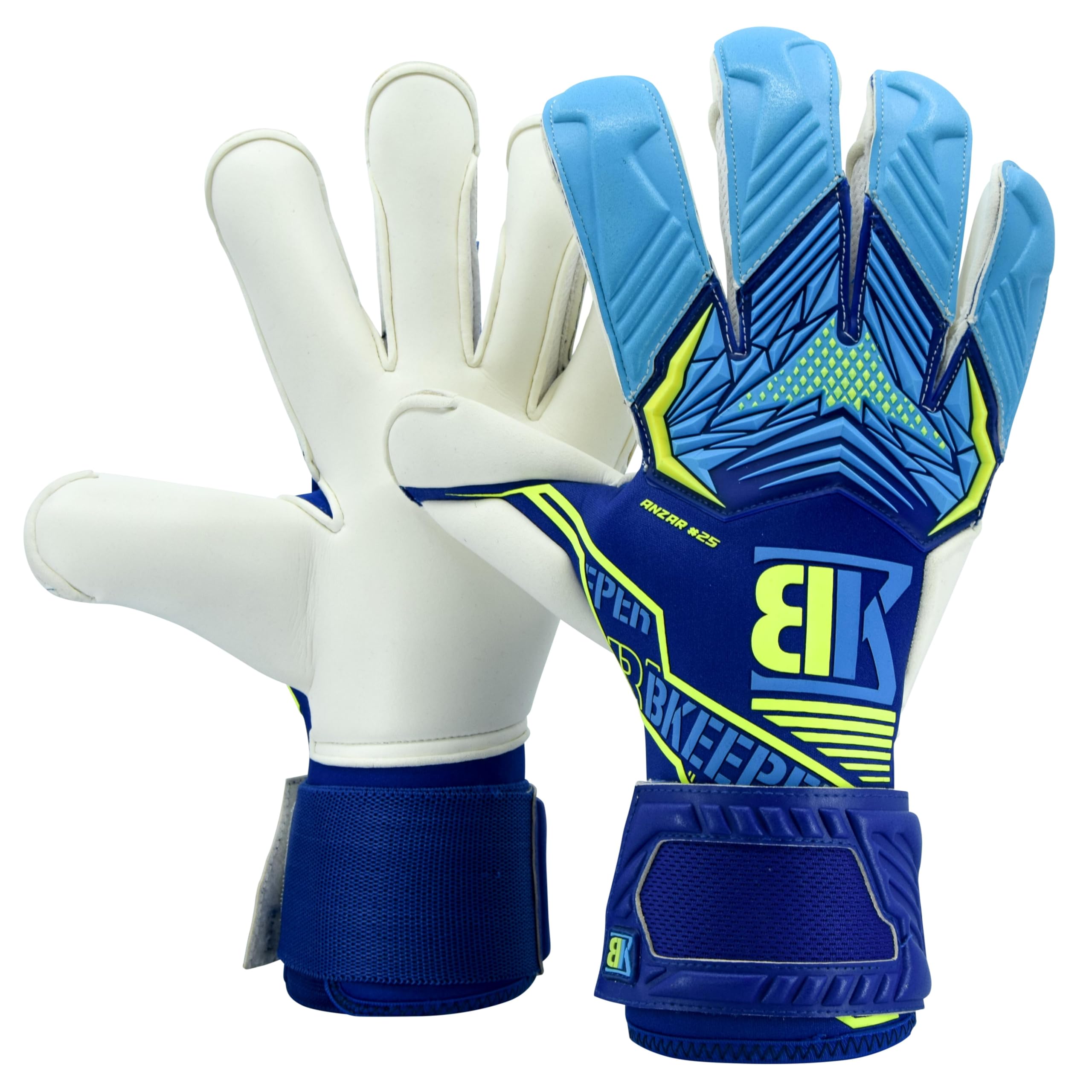 Gants de Gardien ANZAR #25, Bleu, Coupe Hybride, pour Adultes, Mousse Professional Next