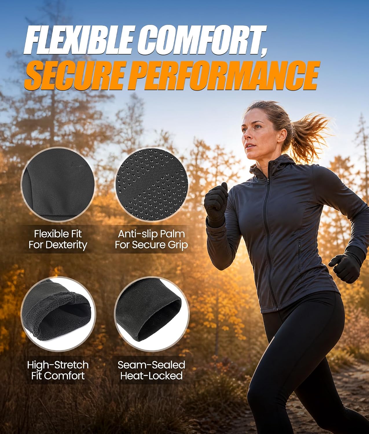 Winter Gloves Women Men Cold Weather Touch Screen Liner Glove for Running, Cycling, Biking, Hiking, Driving image 5