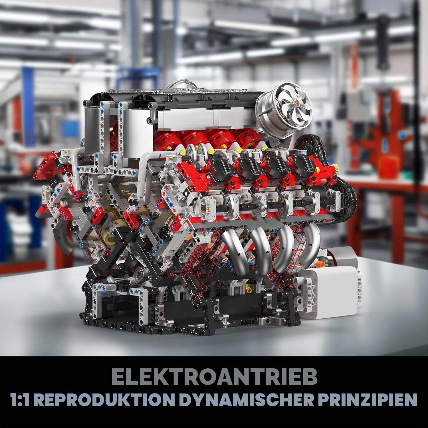 Mould King 10130 V8 Motor Modellbausatz, 2718 Teile zum BAU eines leistungsstarken V8-Motors – DIY STEM Technik-Bauset für Jugendliche & Erwachsene