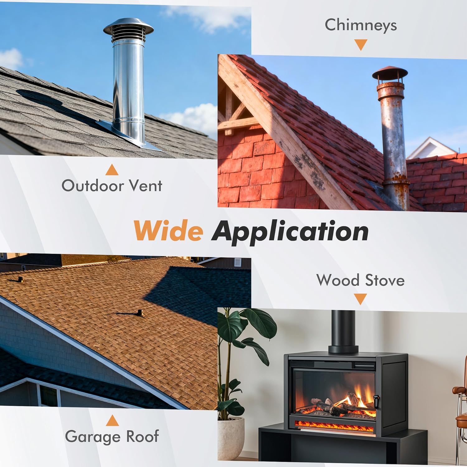 #8 Epdm Metal Roof Vents Roof Pipe Flashing Boot, Flexible Roof Chimney Flashing Roof Jack for Pipe OD 7" to 13", Screws & Hex Socket Included, Black/ 1 Pcs