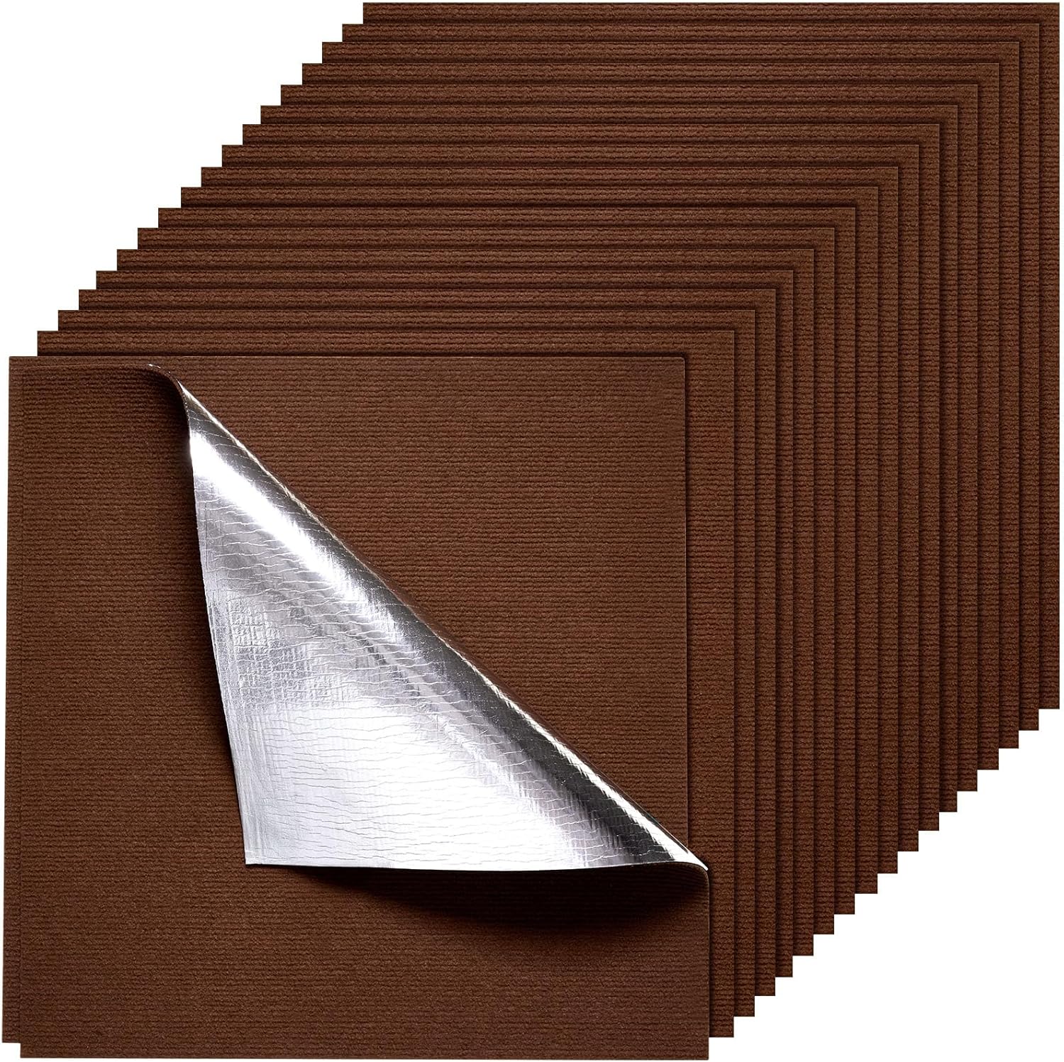 VEVOR Carpet Tiles 24x24 inch, 20 Pack Peel and Stick Carpet Square Rug, Self Adhesive Commercial Floor Soft Padded for Seamless Cover 80sq.ft², Easy DIY Replacement for Living Room Office,Dark Brown