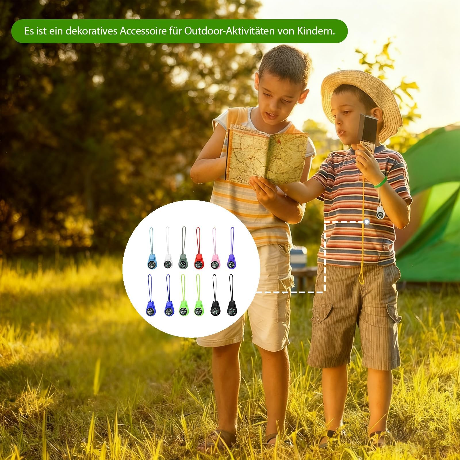 Boussole de Survie Mini 12 PCS Multicolore pour Enfants Randonnée Camping