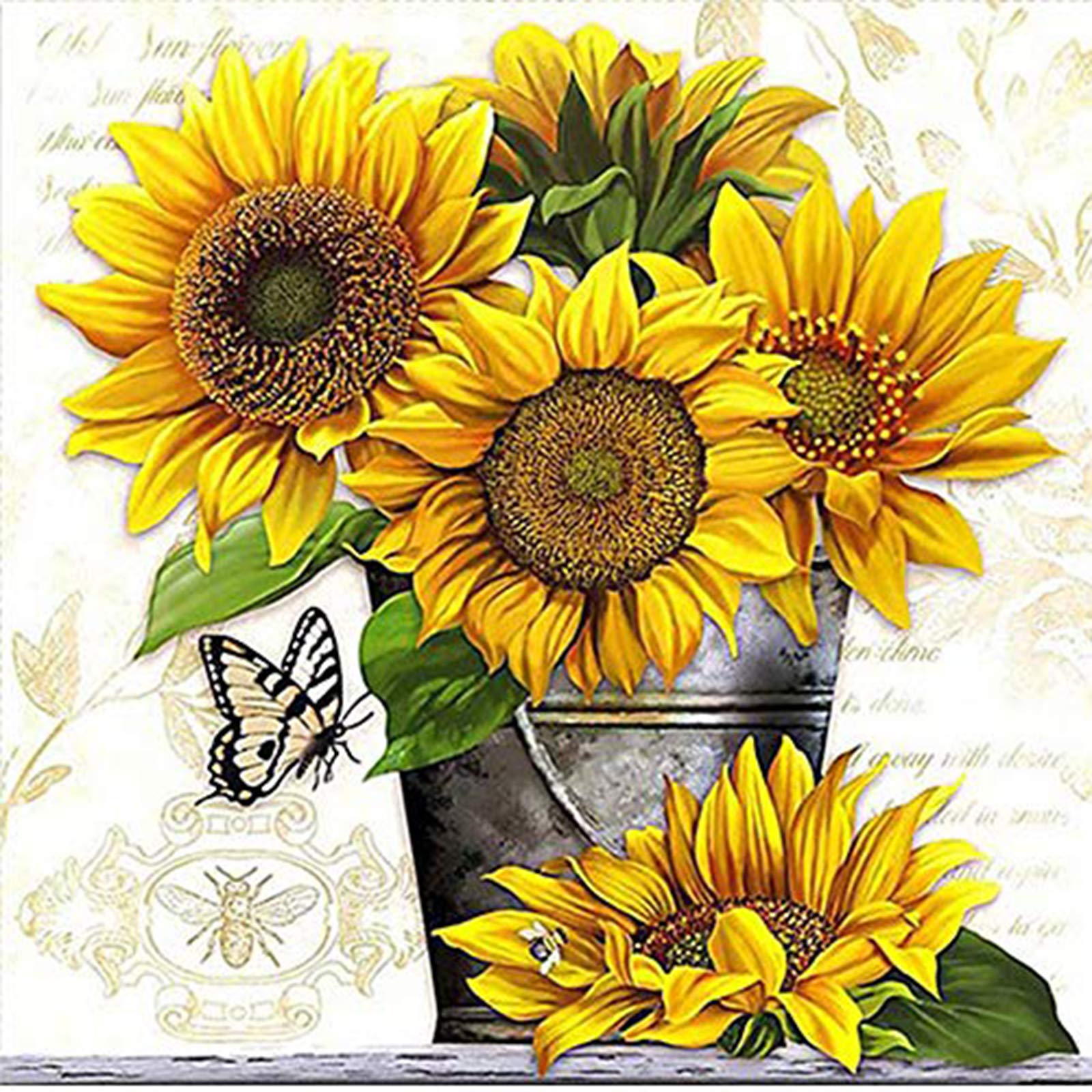 5D Full Drill Sunflower Diamond Painting Kit, DIY Diamond Rhinestone Painting Kits for Adults and Beginner Embroidery Arts Craft Home Decor, 11.8 X 11.8 Inch