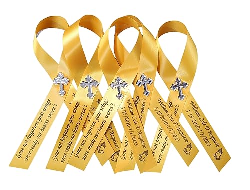 Miniatura 6 de 20 Personalized Memorial Service Ribbon Pins for Funeral Celebration of Life - Custom Made Assembled Awareness