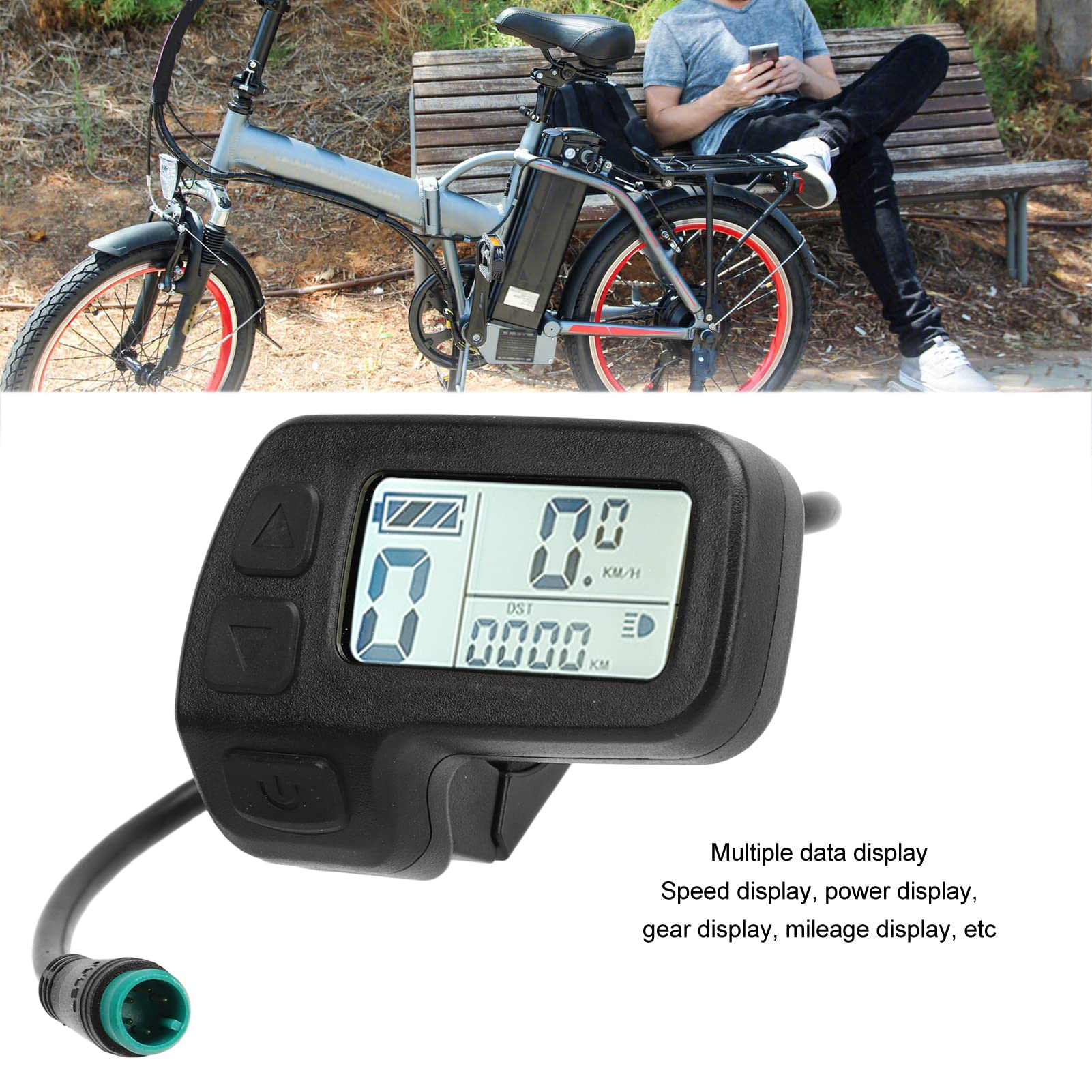 Socobeta 24V 36V 48V Universal-Geschwindigkeitsmesser für Elektrofahrräder KT LCD1 Elektrofahrrad-LCD-Display-Messgerät für Elektrofahrrad Reiten