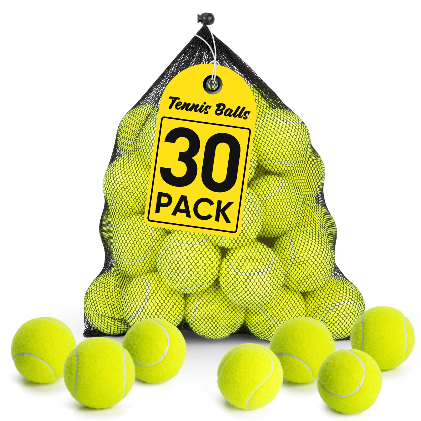 Treeroot 16/30/40/60/80 Pcs Tennis Balls, High Elasticity Tennis Balls Bulk, Comes with a Portable Mesh Bag, Tennis Ball for Dogs, Suitable for Beginner Training Ball, Durable &amp; Bounce