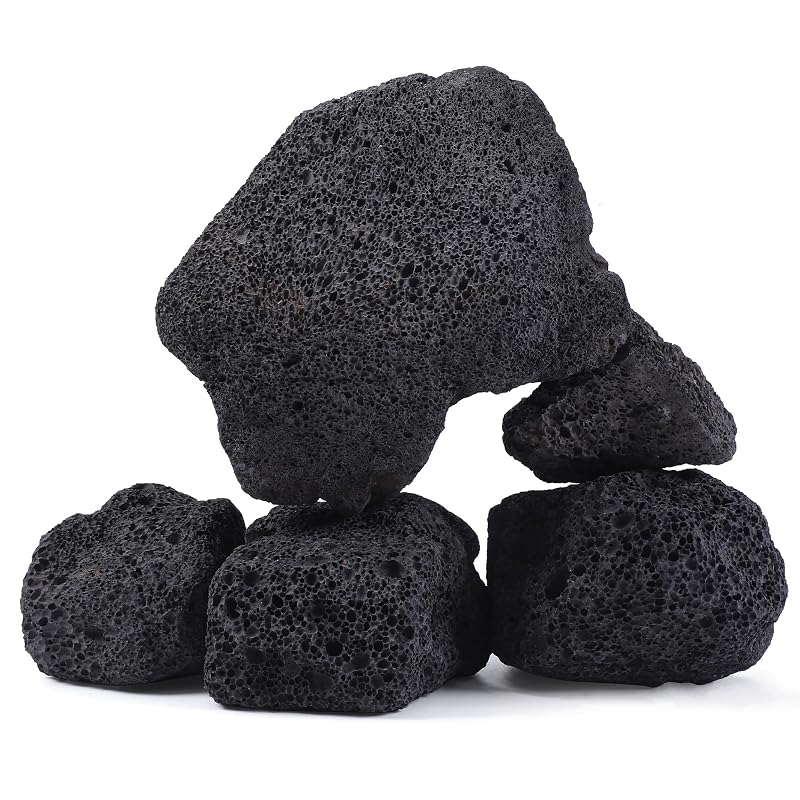 Pedras decorativas para aquário em lava vulcânica preta FISCAPE, 5 peças