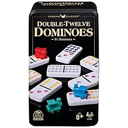 Spin Master Games, Cardinal Classics Double 12 Dominoes Set in Storage Tin, Family Board Games, 2-6 Players, for Ages 8 & Up