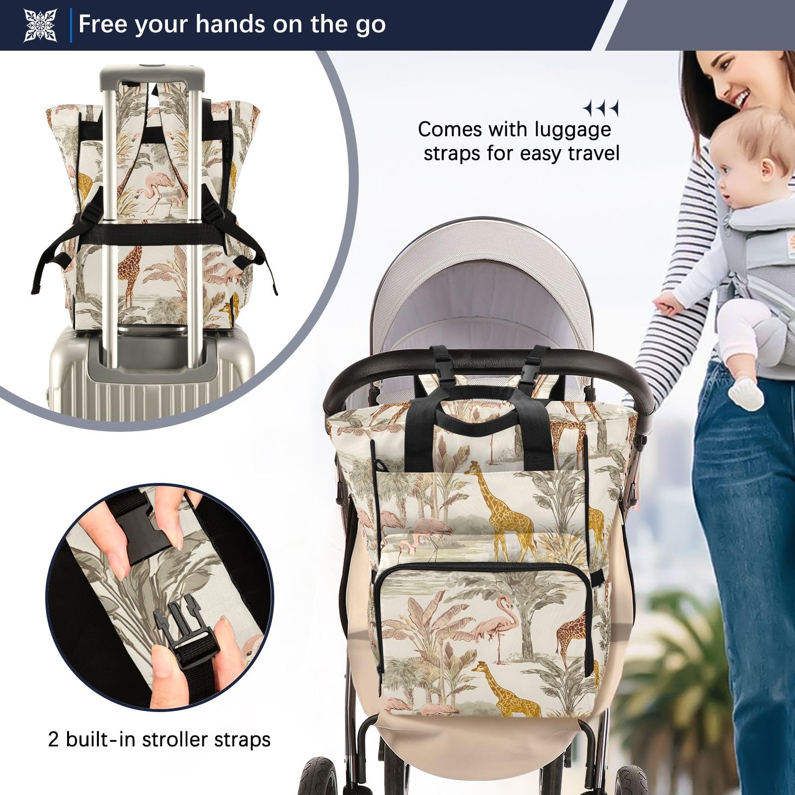 Mnsruu Ffyy6_tropical_jungle_themed_decorative_paintingspatterns_featu_8a13387d-36d7-41aa-9feb-51955419a04c - Mochila para pañales de bebé, bolsa grande, impermeable, bolsas de pañales de viaje para