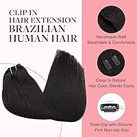 Vista 3 de GOO GOO Extensiones de cabello con clip, de cabello humano Remy, extensiones de cabello con clip para mujeres, cabello humano natural, 18 pulgadas