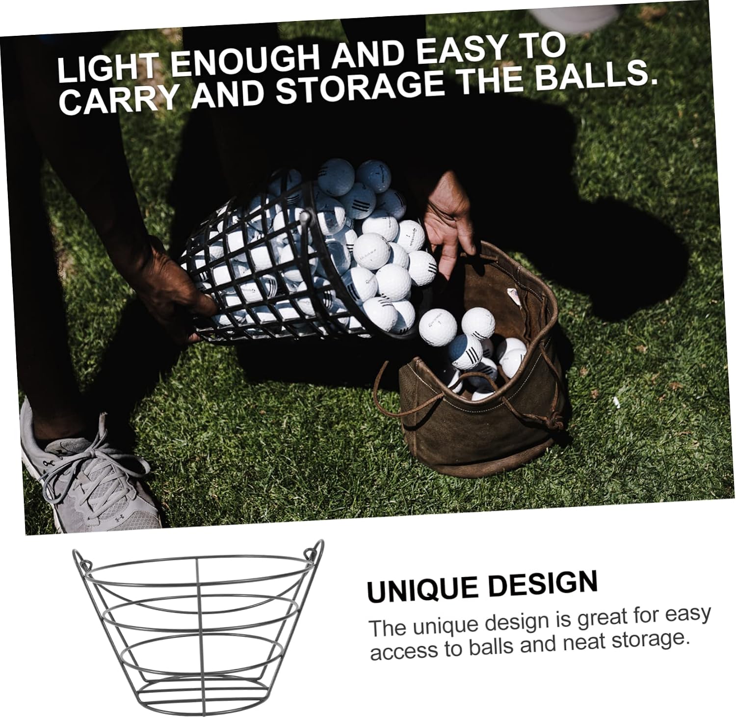 Kisangel Golf Ball Carrying Holder Lightweight Steel Wire Storage Basket for Access and Neat Organization for