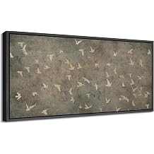 SIGNFORD Extra Large Framed Canvas Vintage Flying Doves Earth Tone Bird Illustrations Modern Art Calm Warm for Living Room, Bedroom, Office - 60"x30"