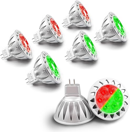 Bombillas LED, 7 W MR16, rojo verde, 38 grados, mezcla de 6 unidades, reemplazo de halógenos de 50 W-75 W, bajo voltaje CACC 12 V, base GU5.3, para