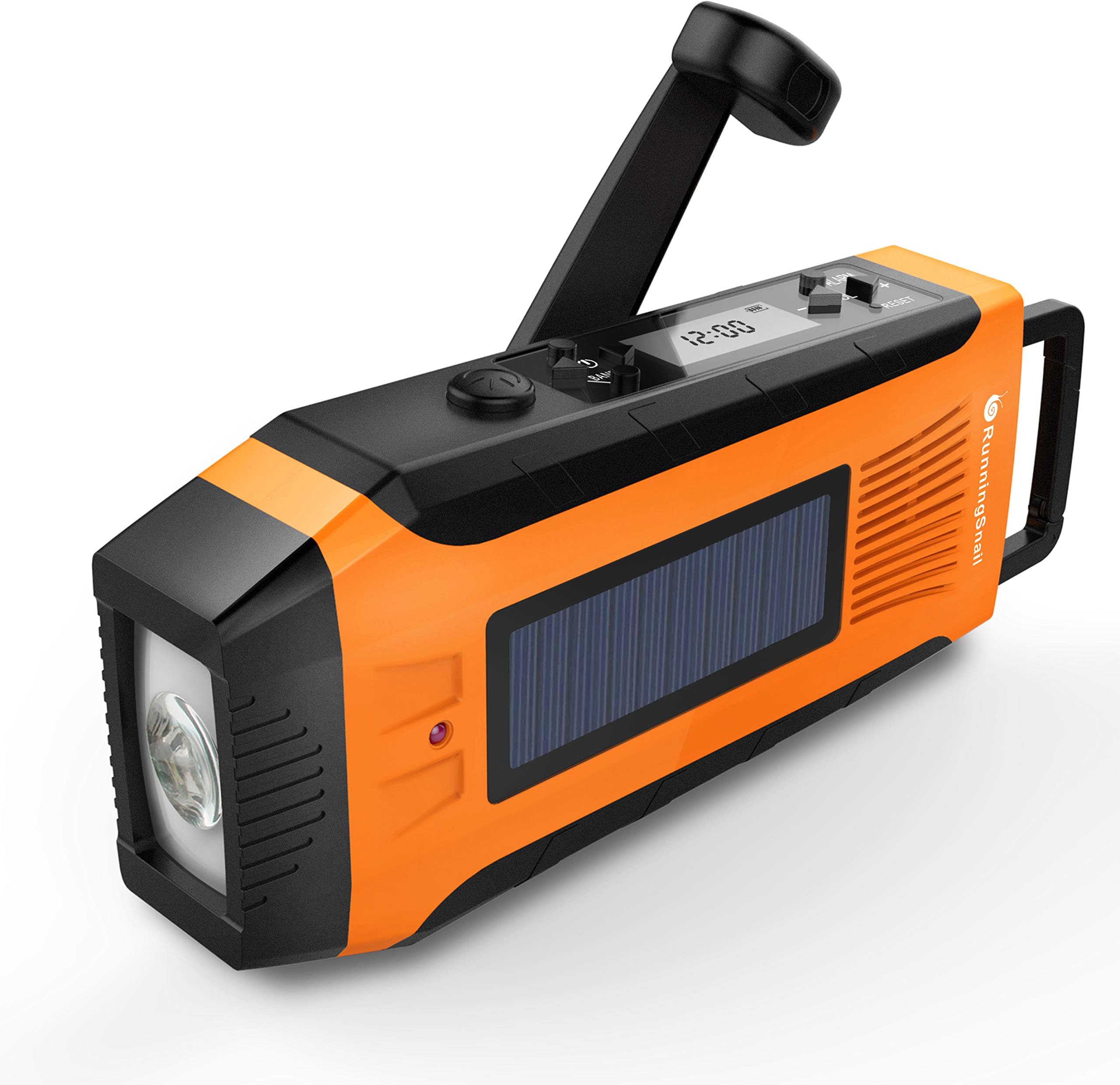 AM/FM NOAA Weather Emergency Solar Digital Crank Radio with 3W LED Flashlight, SOS Alarm & 2000MAh Power Bank（Orange） …