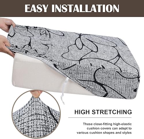 Miniatura 6 de SearchI Fundas de cojín de repuesto estampadas para sofá, con patrón elástico, lavable, protector de muebles suave con parte inferior elástica (M, 2