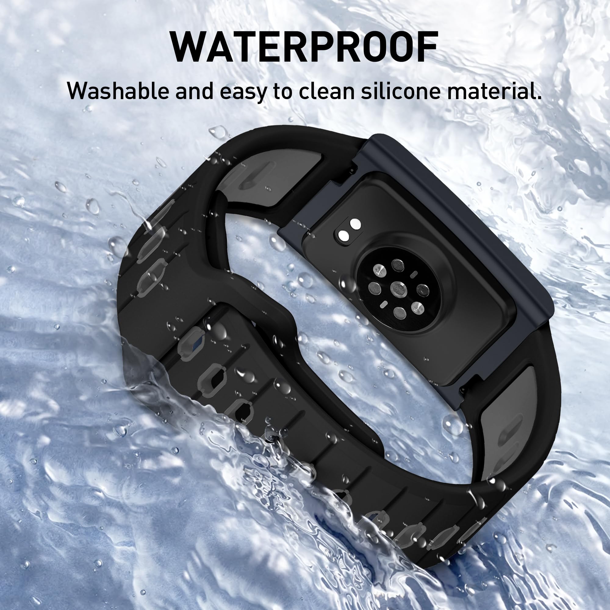Diruite 2 Piece Bicolor Watch Straps for Amazfit Helio Silicone Watch Bands,Waterproof Ventilated Silicone Sport Watchbands Quick Release Replacement Bands for Men and Women — view 4