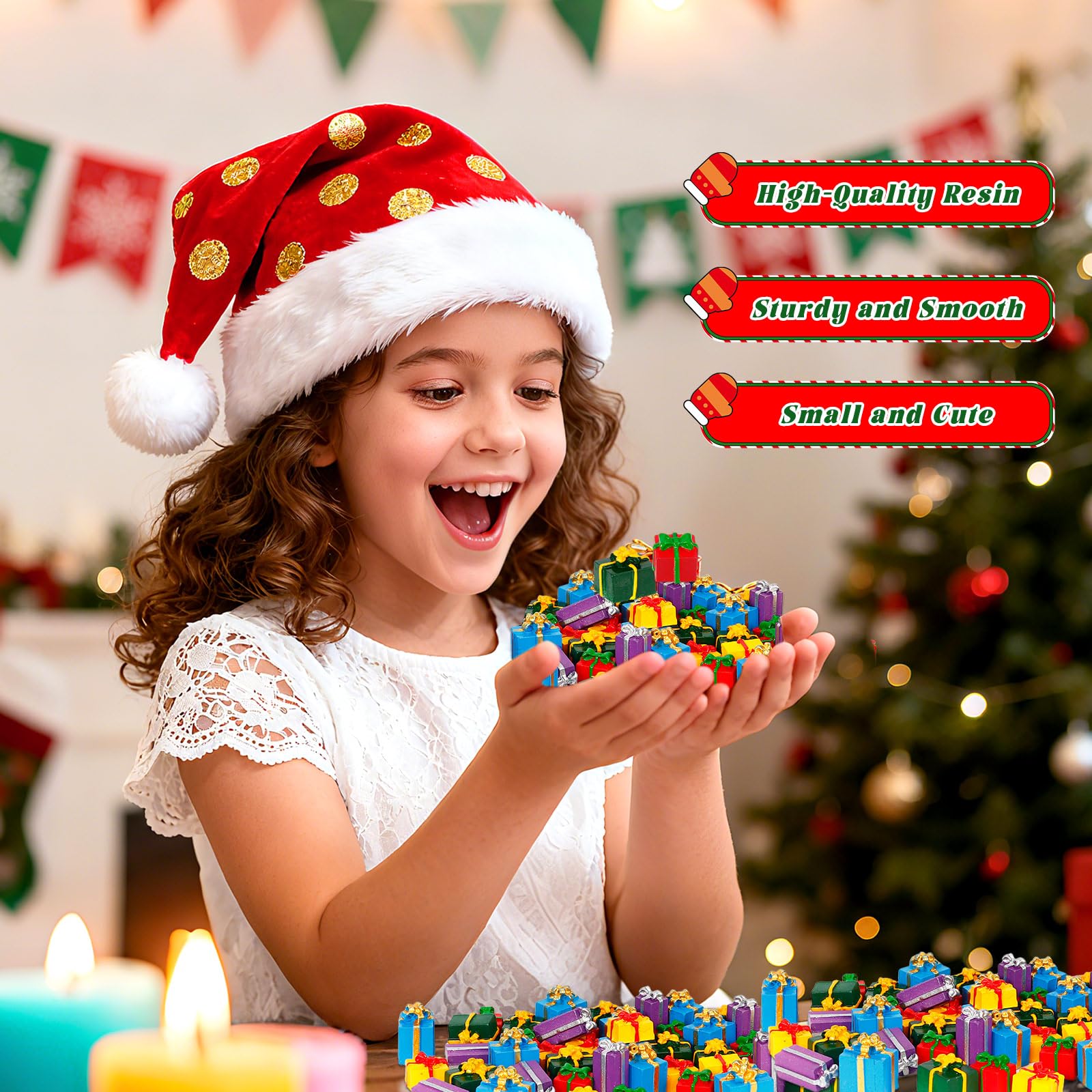 40 Pcs Christmas Miniature Resin Gift Boxes, Christmas Mini Boxes Ornament, Xmas Miniatures Figurines for Crafts Xmas Tree Present Dollhouse Crystal Ball Decorations