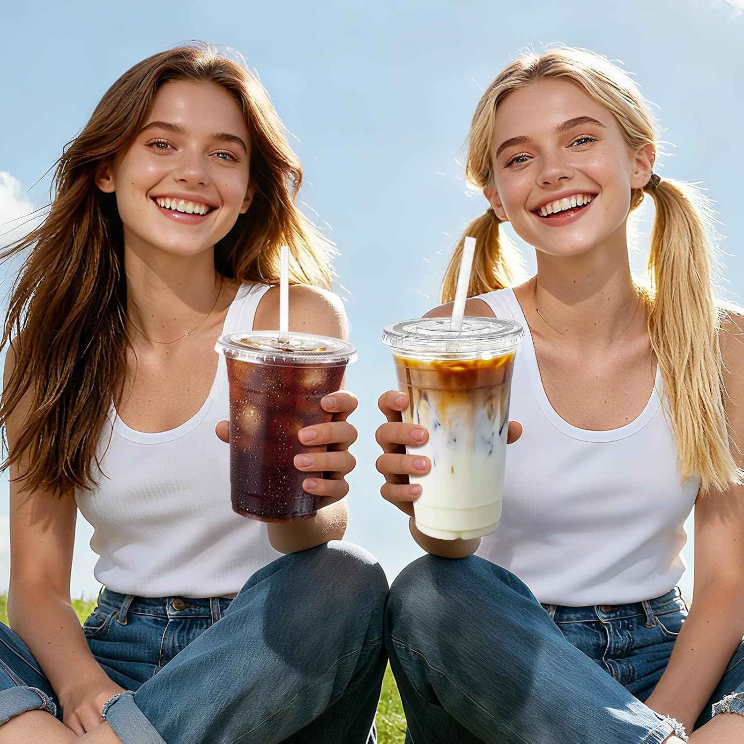 100 Pack 20oz Clear Plastic Cups with Lids and Straws, Disposable Iced Coffee Cups with Lids, Milkshake Smoothie and Cold Drinks, to Go Cups for Party Kitchen, Dinner, Hiking - Image 8