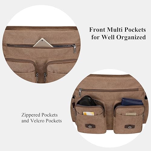 Miniatura 6 de WITZMAN Vintage Canvas Messenger Bag for Men and Women Large Satchel Bags Crossbody Shoulder with 17 inch Laptop