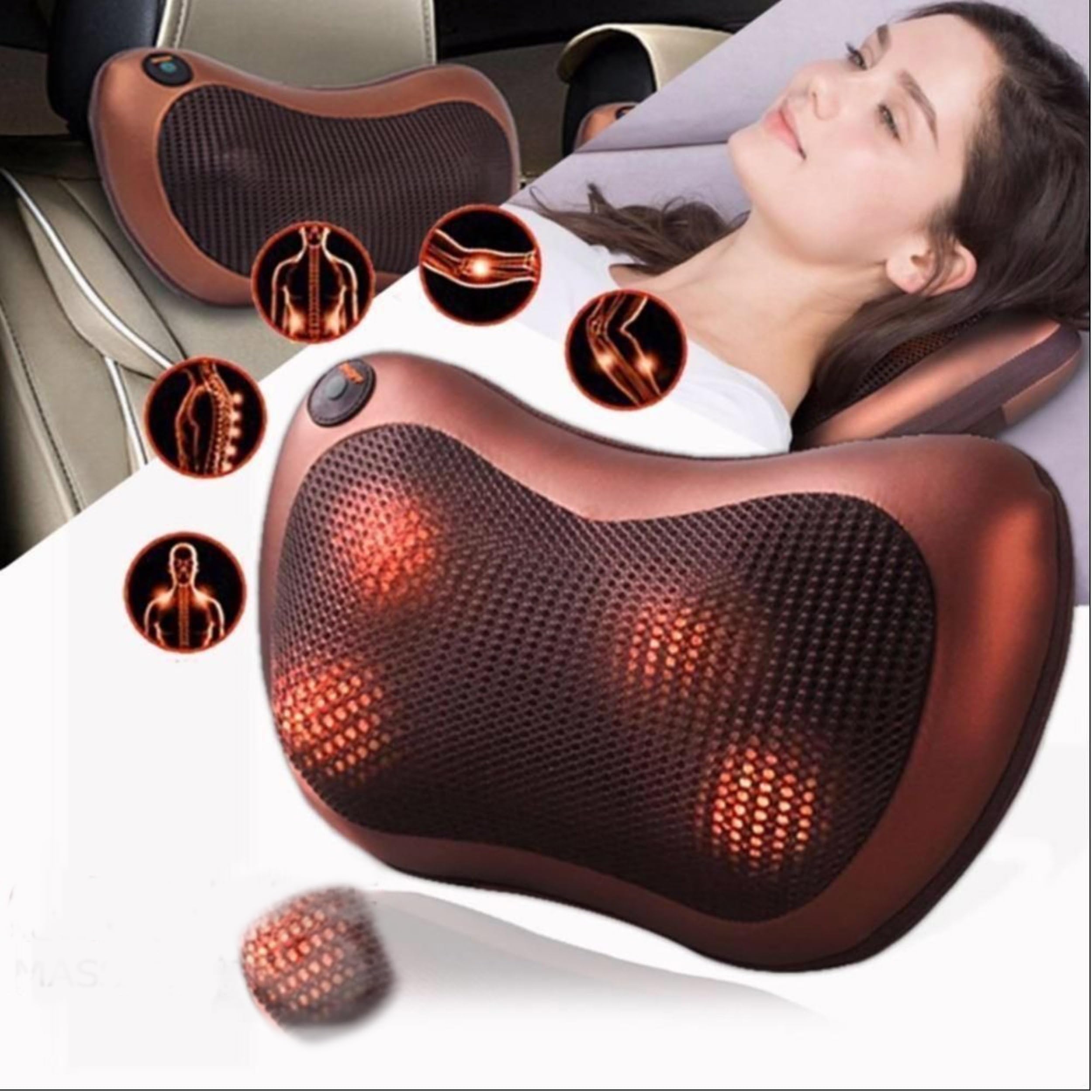 AJARVAR Car and Home Electric Massager Pillow | Neck Back Shoulder Massager Pillow, Infrared Heating, Deep Tissue Massager for Shoulder, Neck and Back Pain Relief