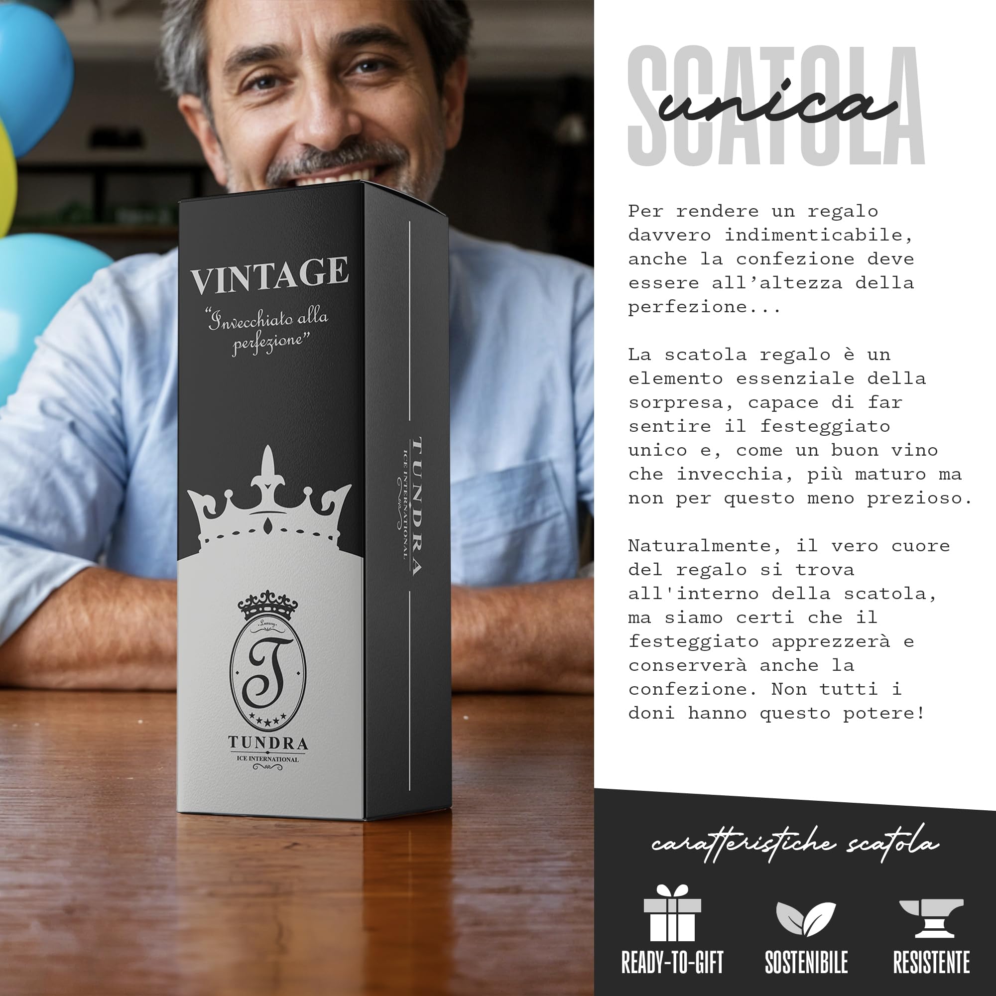 TUNDRA - Calice Personalizzato per Regalo 50 Anni Compleanno Uomo | 1976 | Calice in CRISTALLINO da 450 ML con stampa EFFETTO ORO di Altissima Qualità - Idee Regalo Uomo Compleanno Originali (50 Anni)